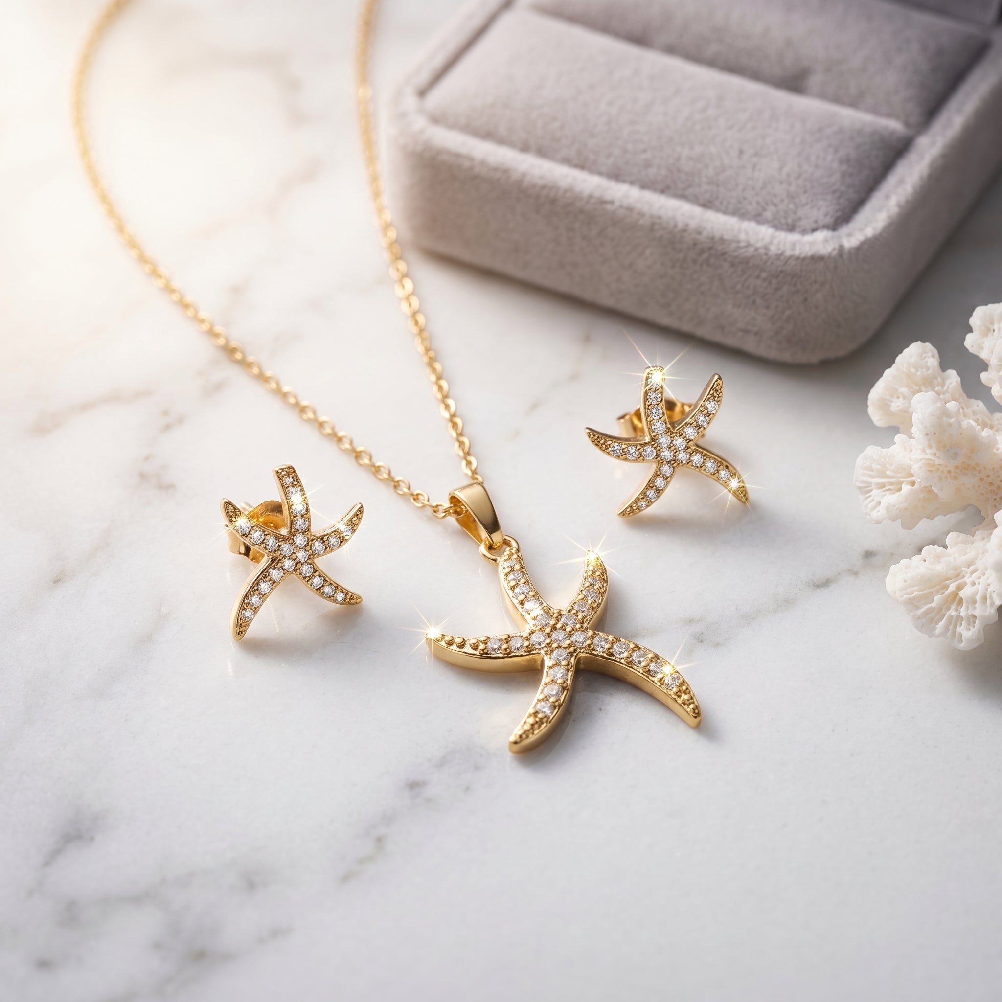 PS-005 Golden Star Fish Glow, Ocean-Inspired Elegance