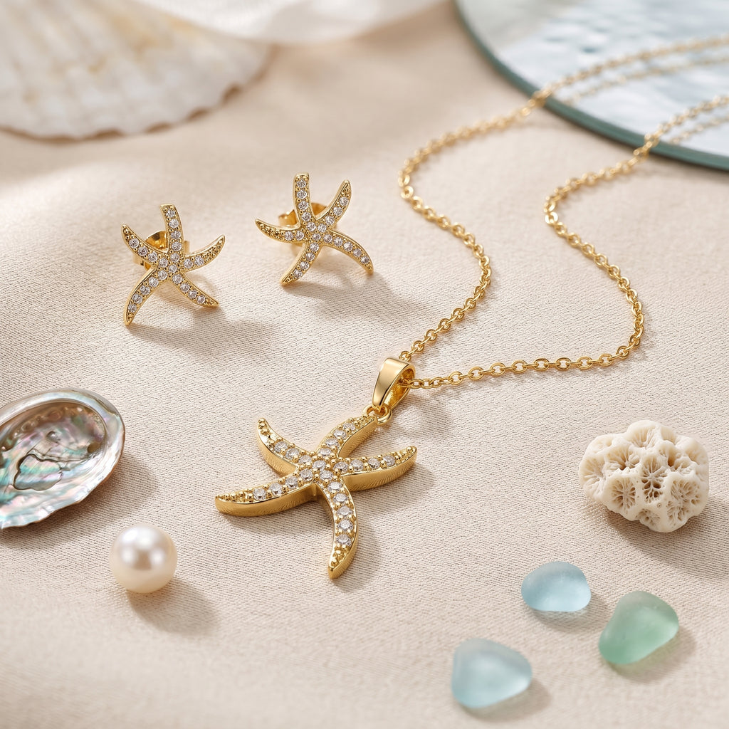 PS-005 Golden Star Fish Glow, Ocean-Inspired Elegance