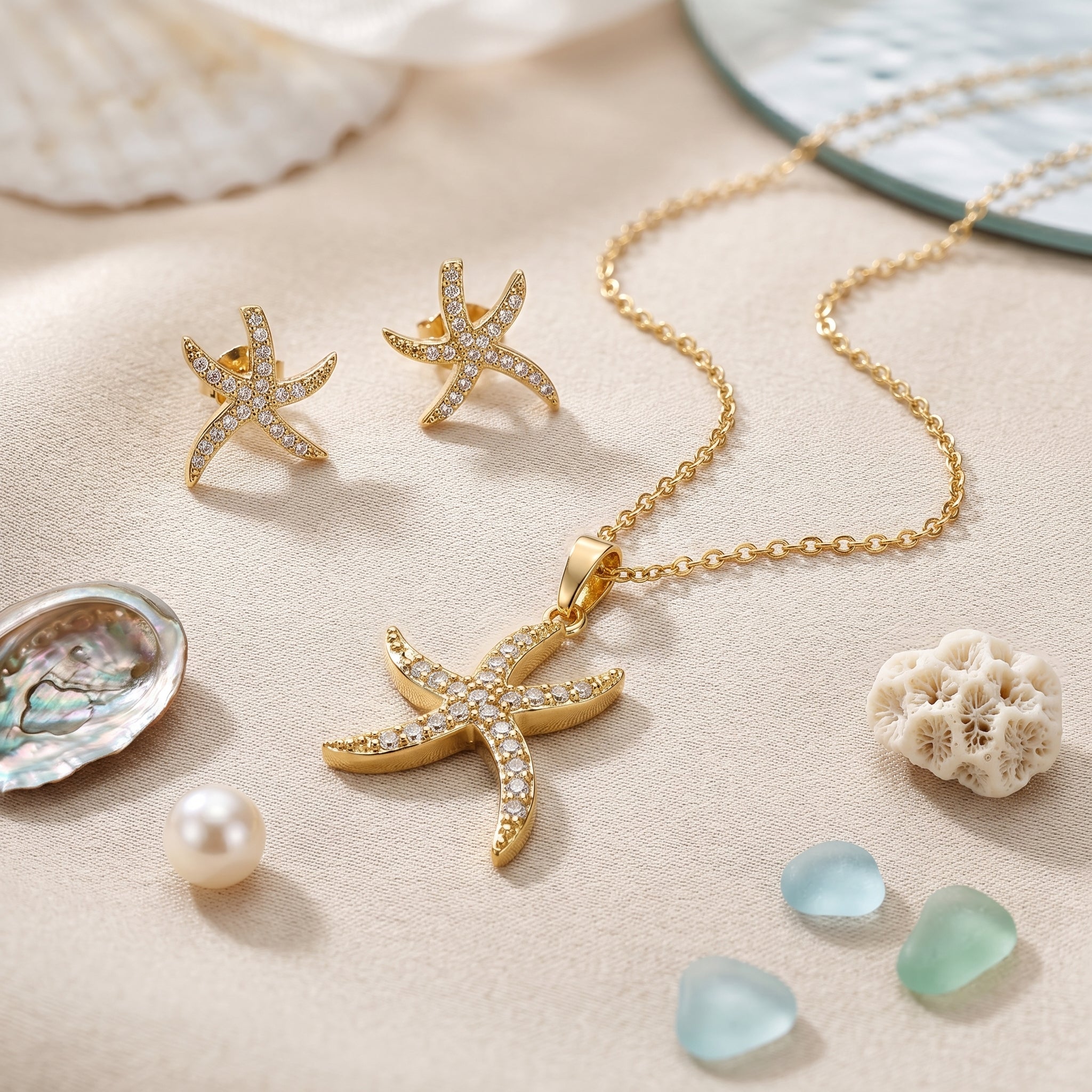 PS-005 Golden Star Fish Glow, Ocean-Inspired Elegance